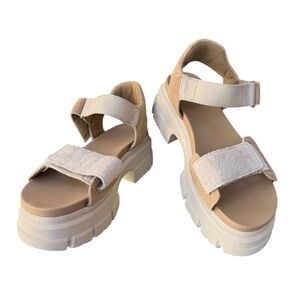 UGG Ashton genuine Nuckbuck Leather Ankle Strap Platform Sandals Women’s